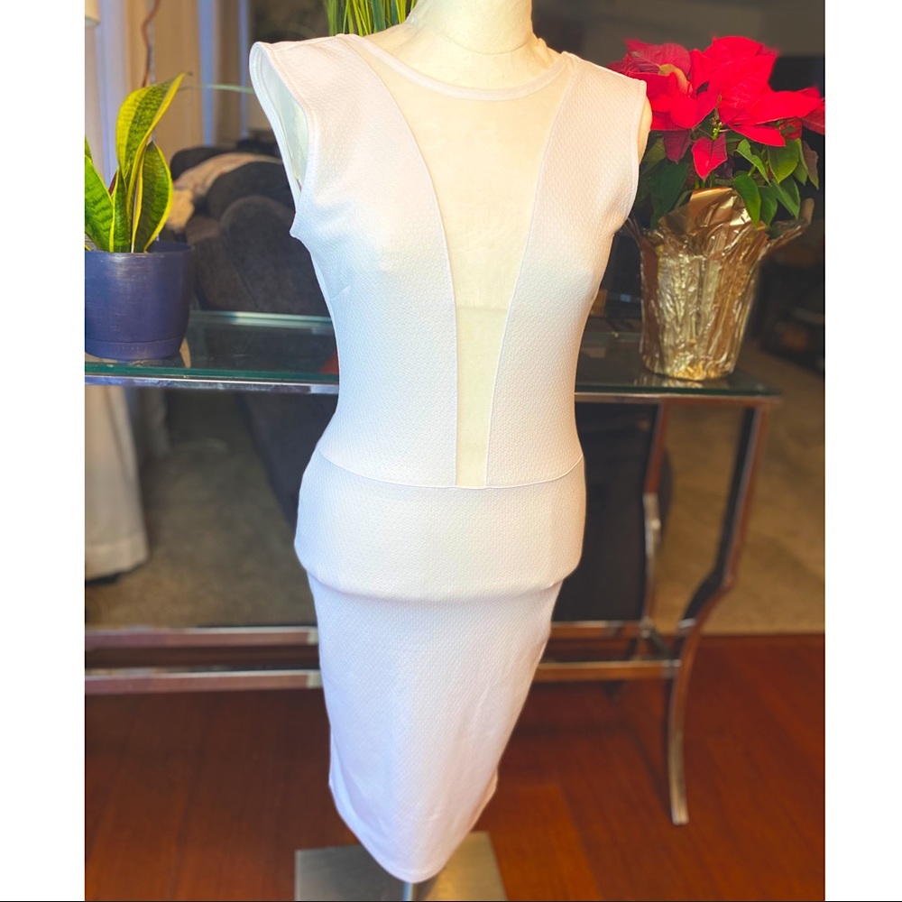 Sleeveless body con dress (white)